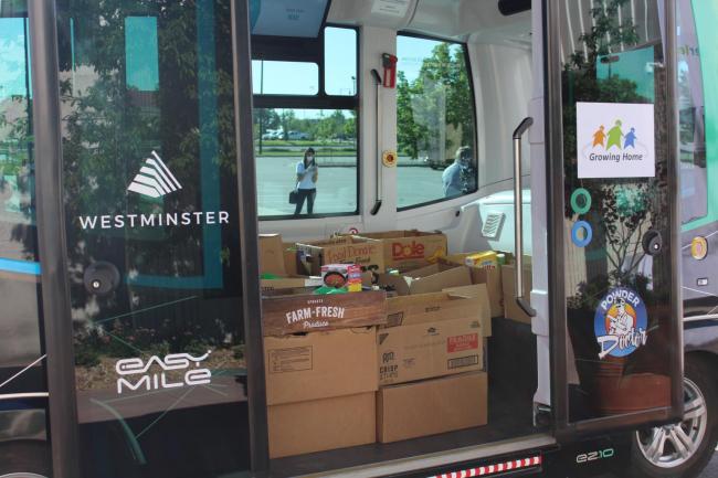 EasyMile's EZ10 driverless shuttle food delivery
